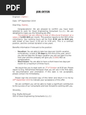 JOB OFFER
