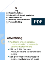 Advertising 2. Direct Marketing 3. Interactive