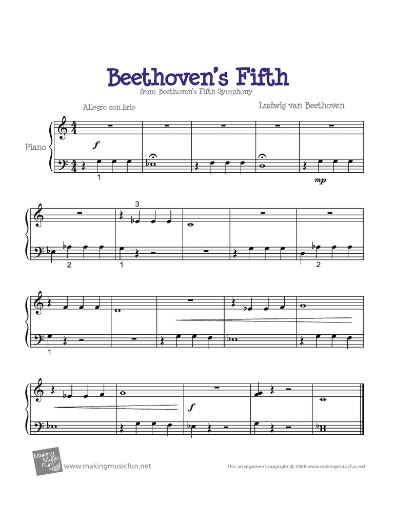 Beethoven Fifth Easy Piano | PDF