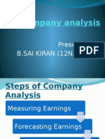 Company Analysis: Presented By: B.SAI KIRAN (12NA1E0036)