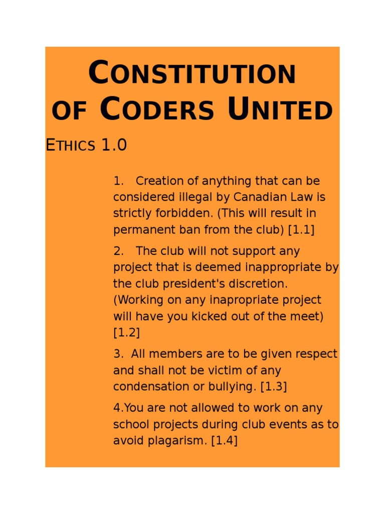 Constitution of Coders United 2 | PDF