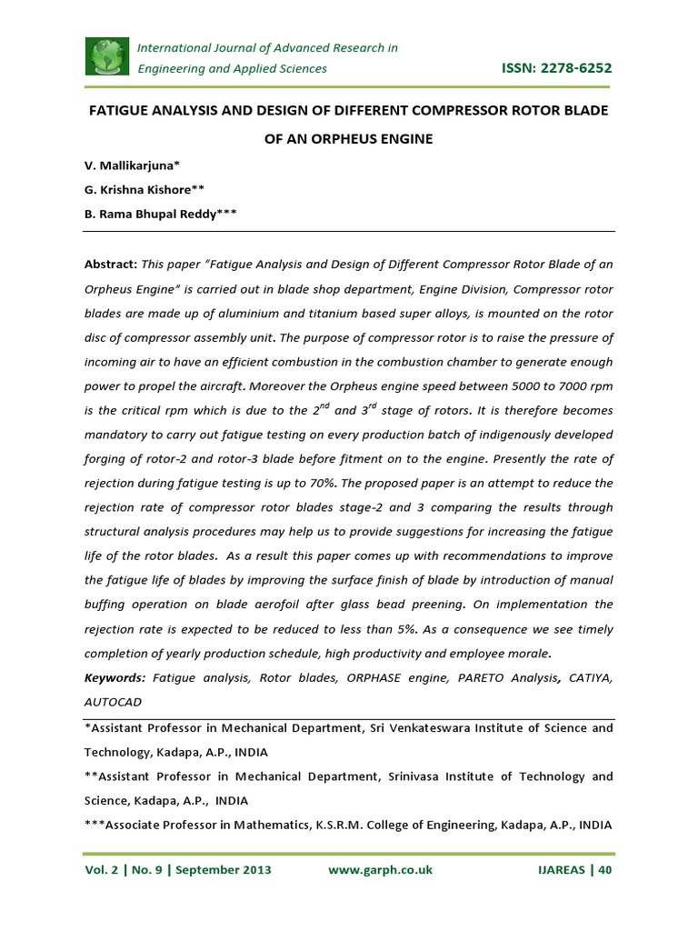 Fatigue Analysis of Orpheus Engine Blades | PDF | Fatigue (Material ...