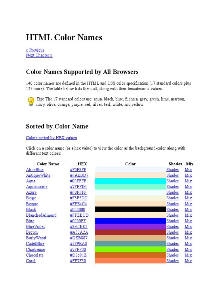 21 Colour Names | Color | Web Design