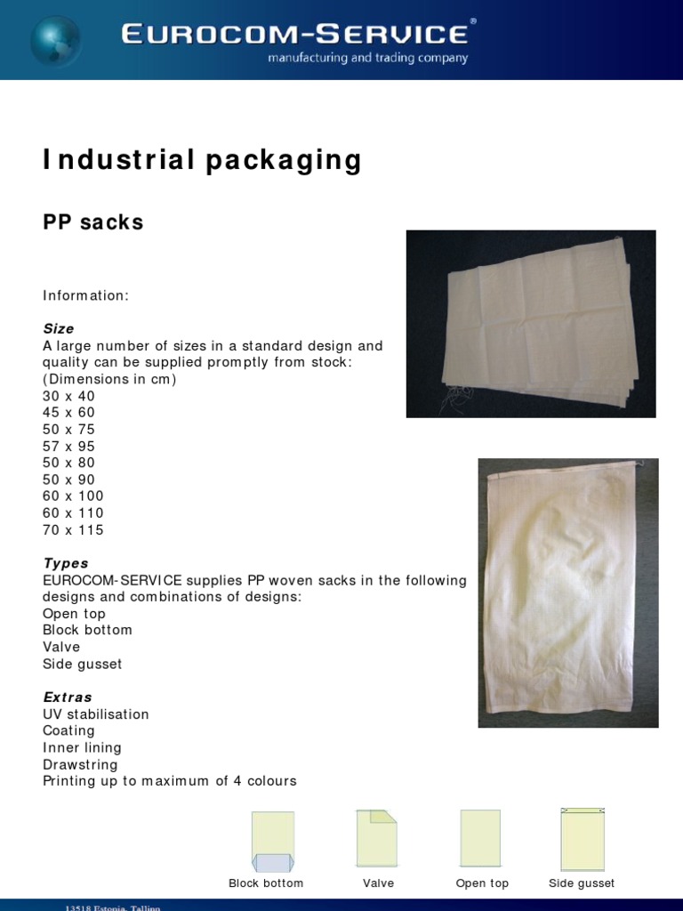 Polypropylene Sack Options and Specs | PDF