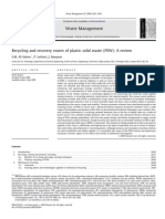 Recycling and Recovery Routes of Plastic Solid Waste (PSW) a Review