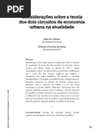 CATAIA, Márcio; SILVA, Silvana Cristina. Considerações Sobre a Teoria Dos Dois Circuitos Da Economia Urbana Na Atualidade. AGB-Campinas.