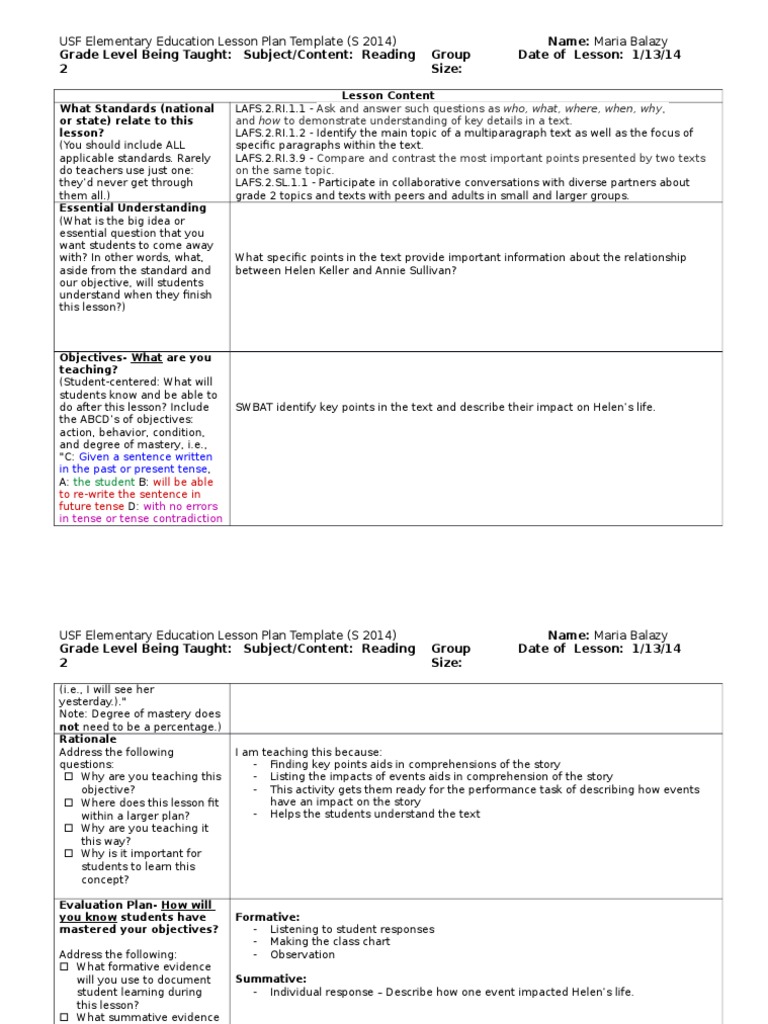 Helen Keller Lesson | PDF | Lesson Plan | Teaching Method