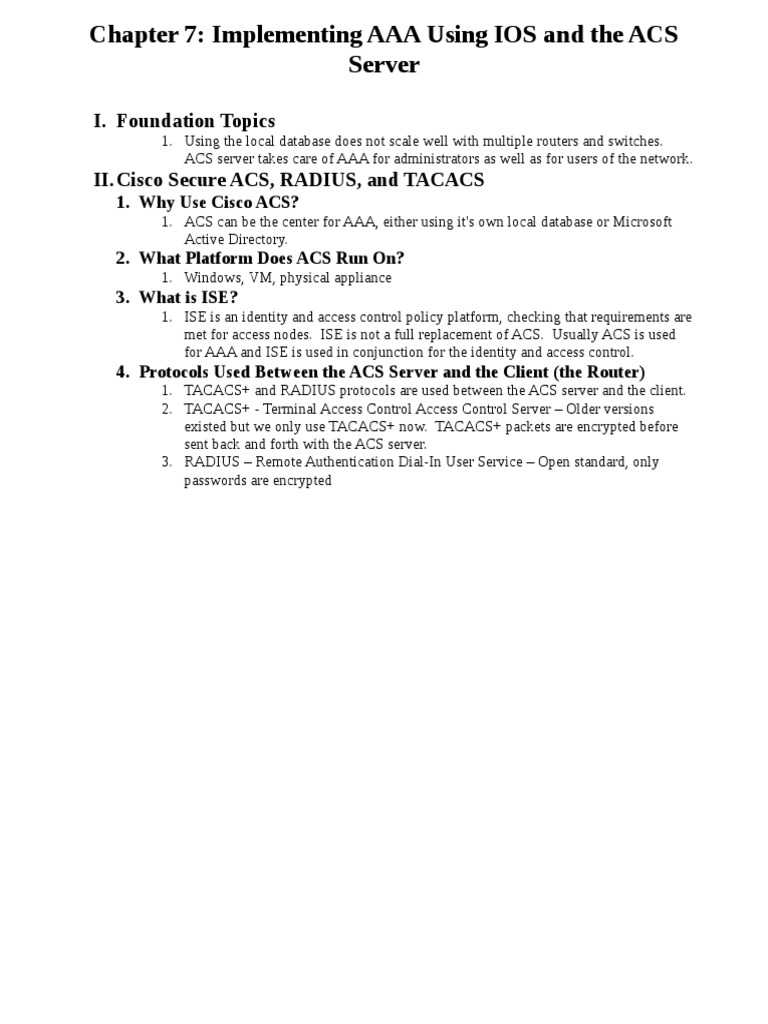 Implementing AAA with Cisco ACS | PDF | Radius | Computer Network