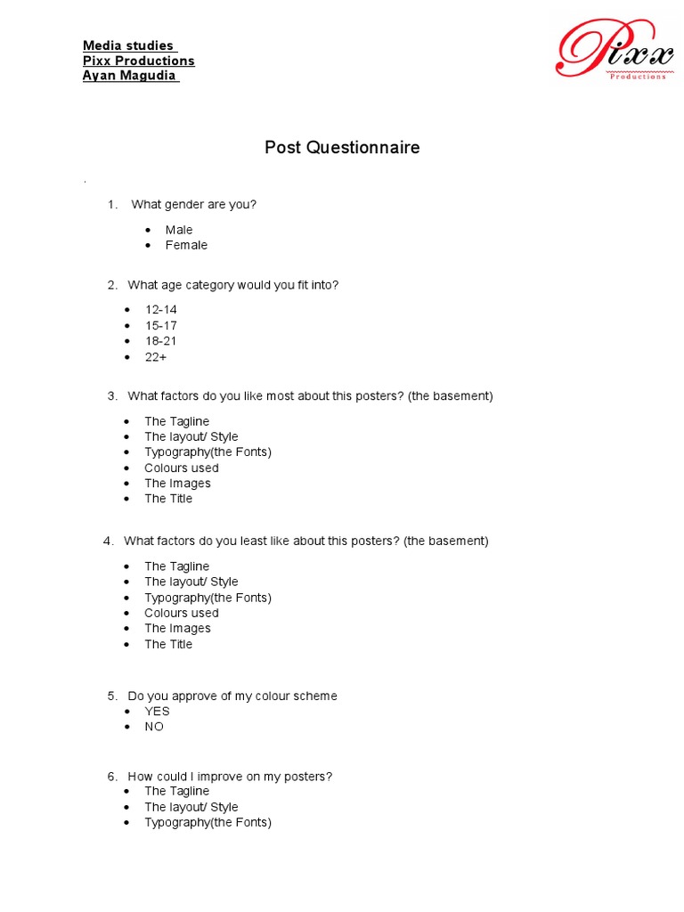 Questionnaire Post Posters | PDF