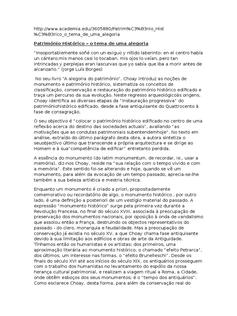 Patrimonio Historico CHOAY ALEGORIA