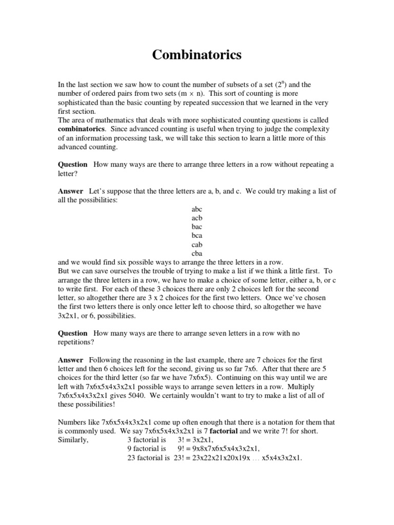 Understanding Combinatorics and Permutations | PDF | Permutation ...