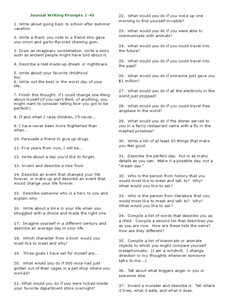 Engaging Journal Prompts for Students | PDF