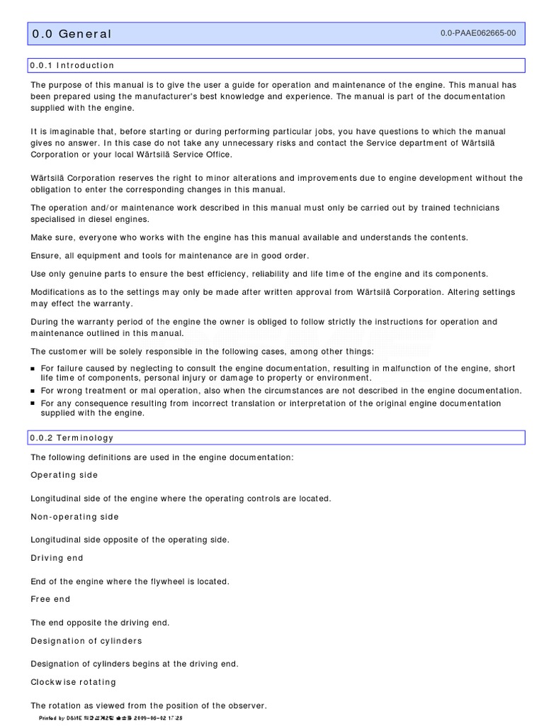 W26 Engine Operation and Maintenance Guide | PDF | Electrostatic ...