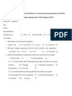 A Study To Examine The Effectiveness of Existing Training Programme Provided To The Employee of Sambandam Spinning Mills, Unit II - Athanur-636301