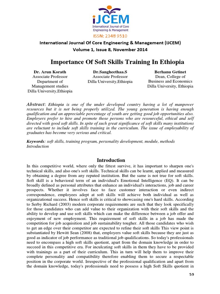 Importance of Soft Skills Training in Ethiopia1 PDF | PDF | Competence ...