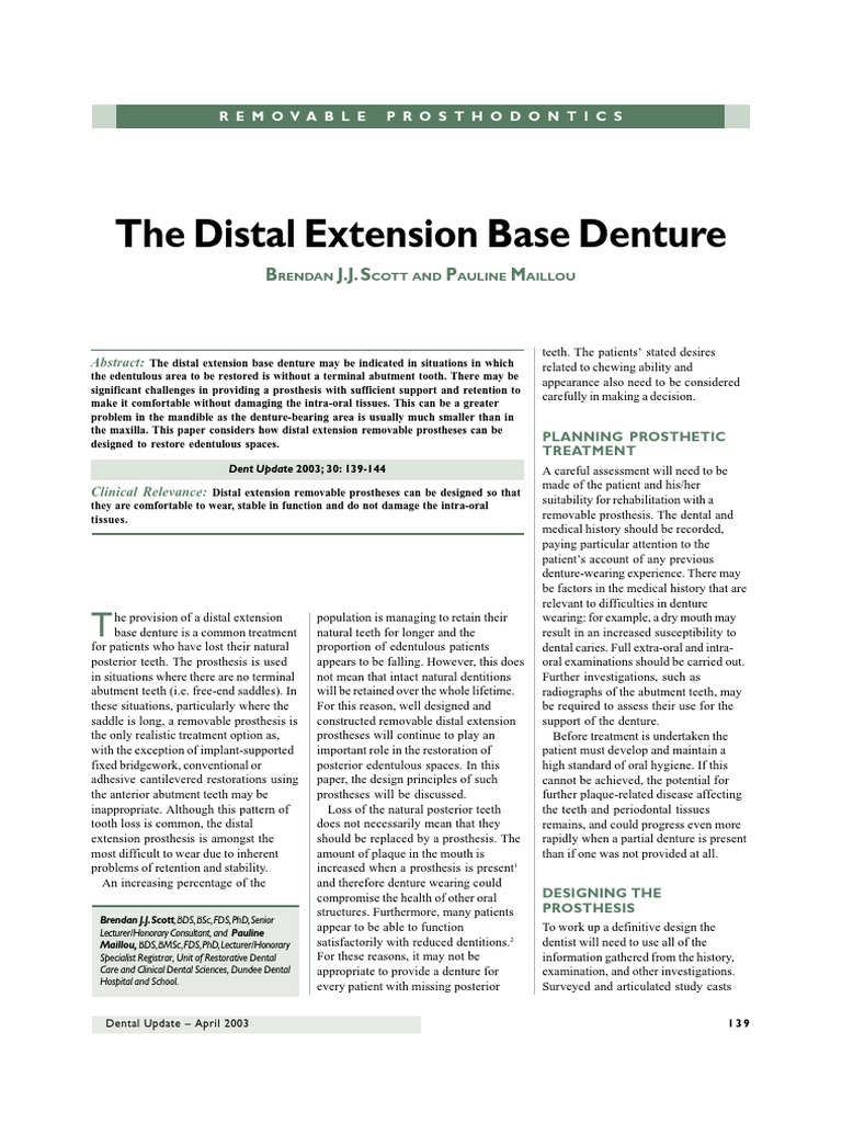 The Distal Extension Base Denture.1.pdf Dentures Prosthesis