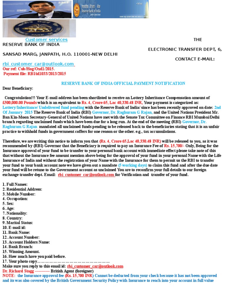 Reserve Bank Of India Email : Reserve Bank of India – DKKWAG