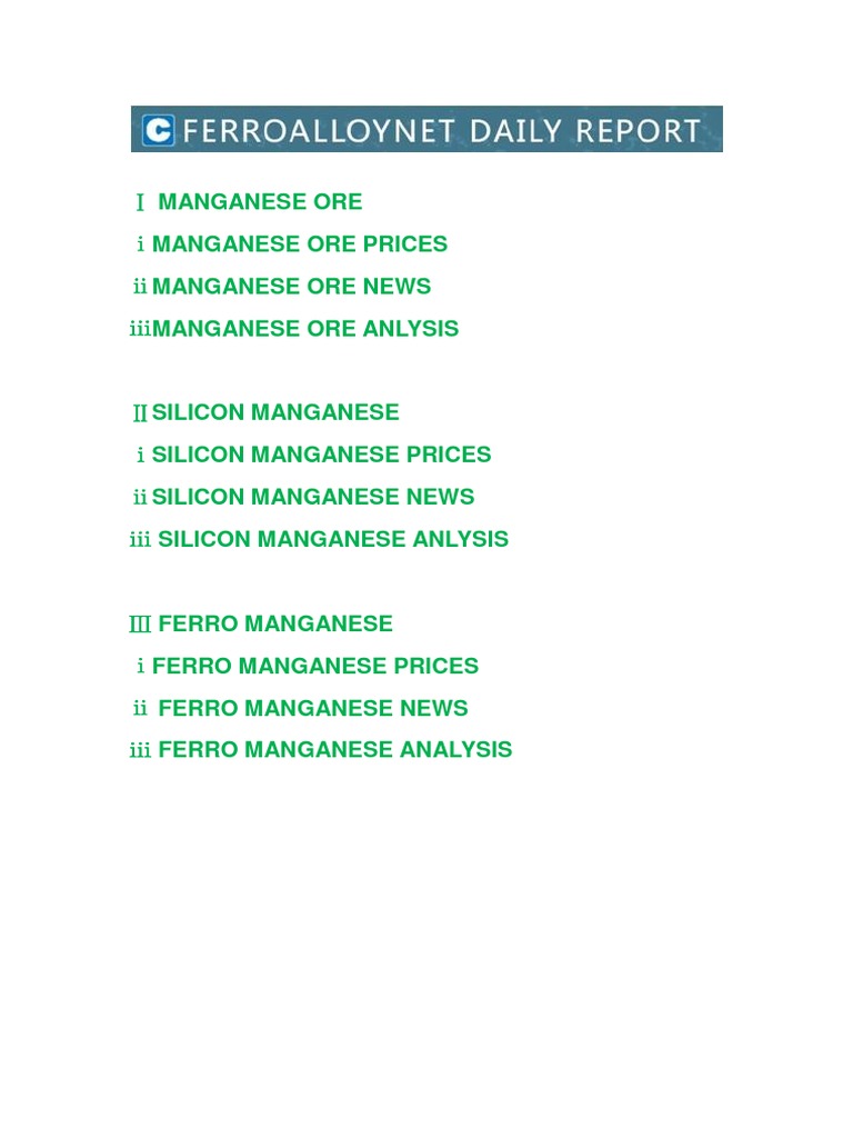 Manganese Daily Report On 2014.10.27 PDF Mining Metals
