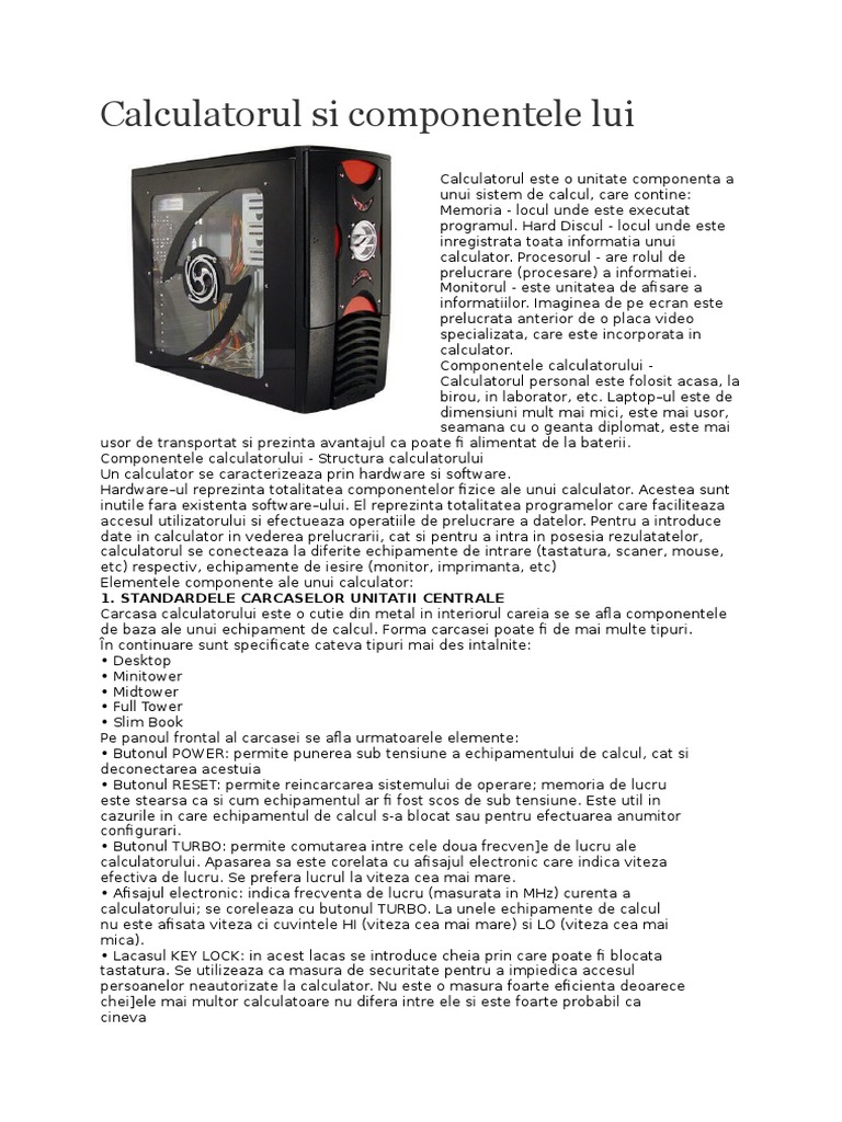 Componente Calculatorului | PDF