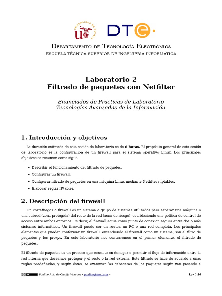 Netfilter y Iptables | PDF | Cortafuegos (informática) | Protocolo de ...