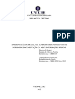 Apresentação de Trabalhos Acadêmicos de Acordo Com As Normas de Documentação Da Abnt: Informações Básicas