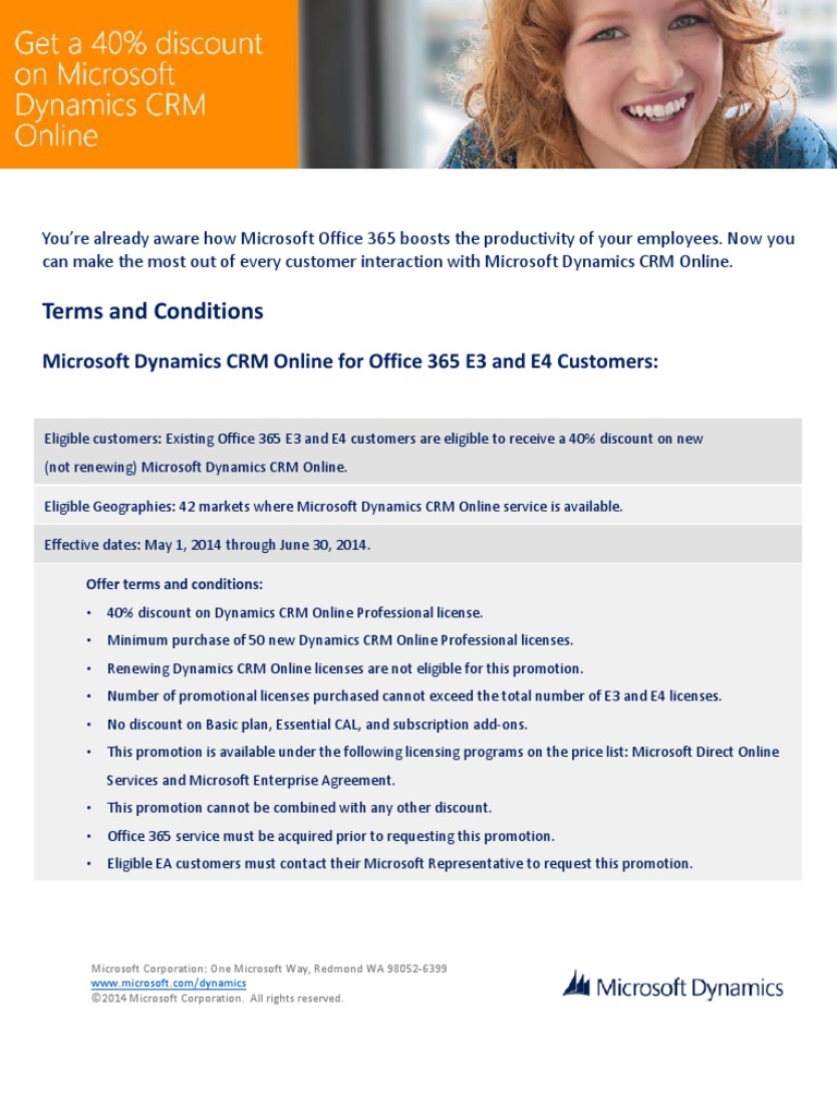 Terms and Conditions: Microsoft Dynamics CRM Online For Office 365 E3 ...