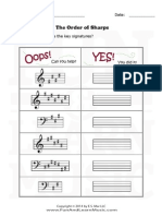 Music Worksheets Key Signatures Order of Sharps 010