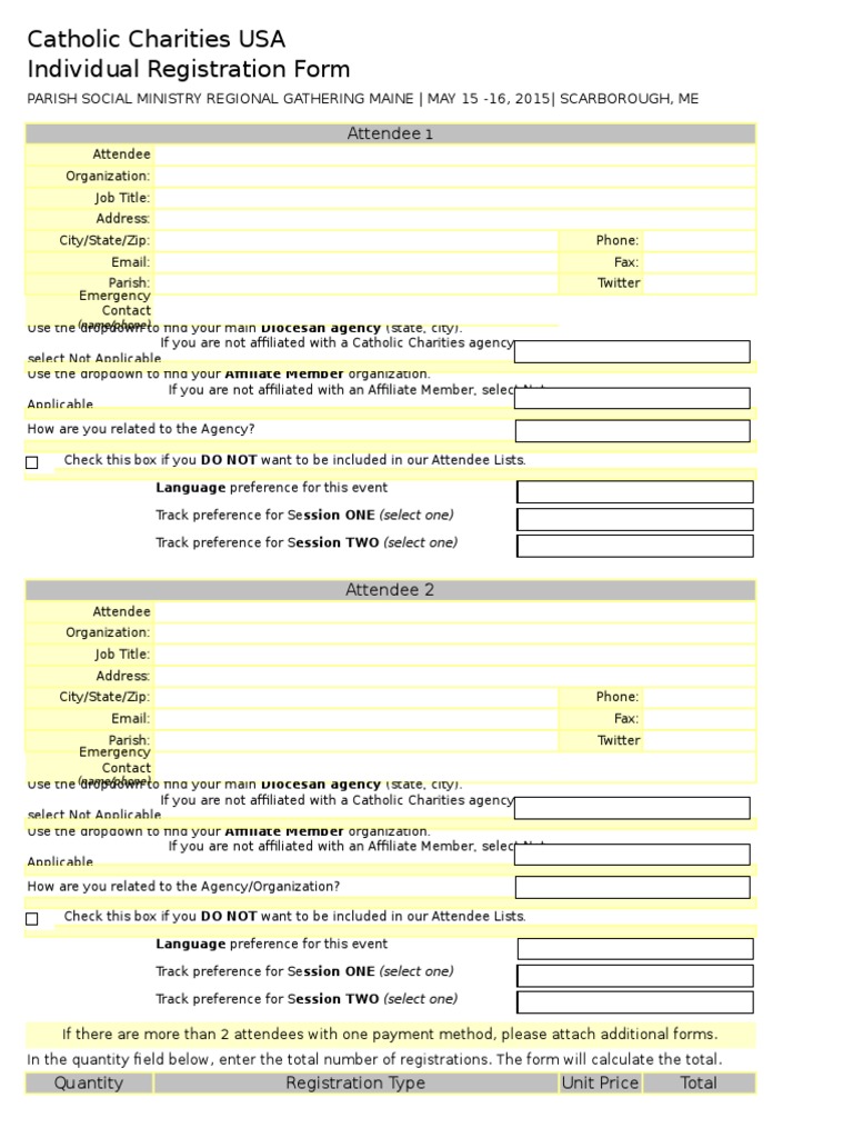 2015 PSM Regional Gathering Registration Form - Scarborough, ME | PDF ...