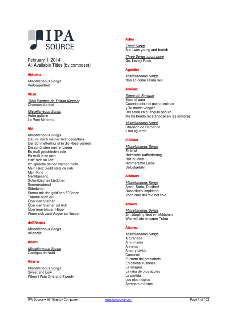 Catalog of IPA Source