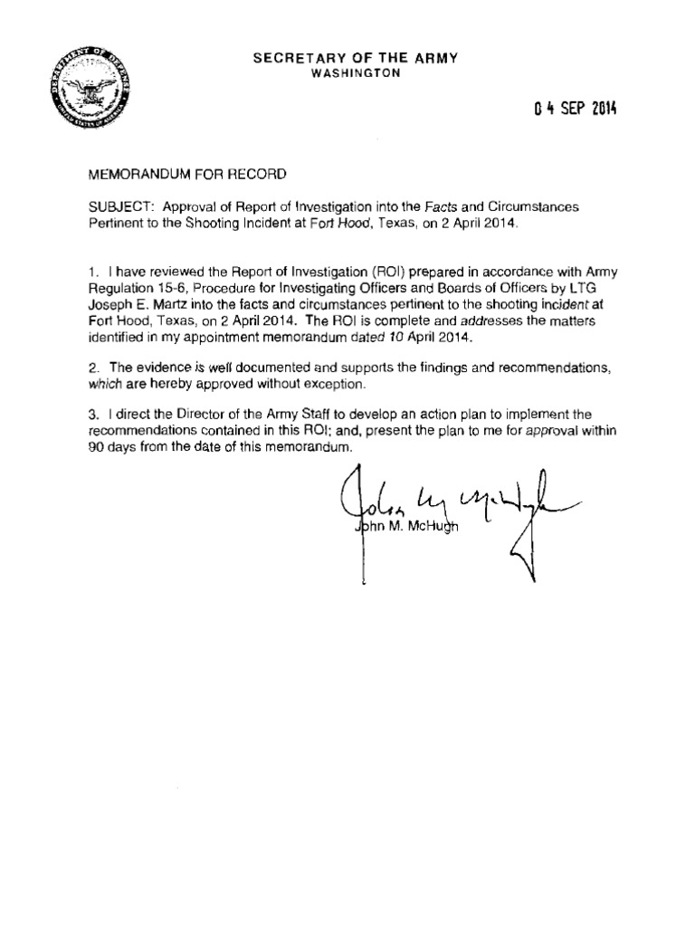 Fort Hood Shooting Report of Investigation Redacted | PDF