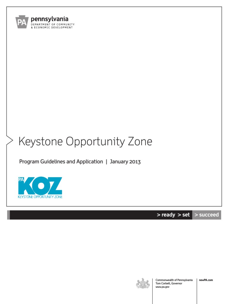 Keystone Opportunity Zone Guidelines 2013 PDF Tax Exemption Tax