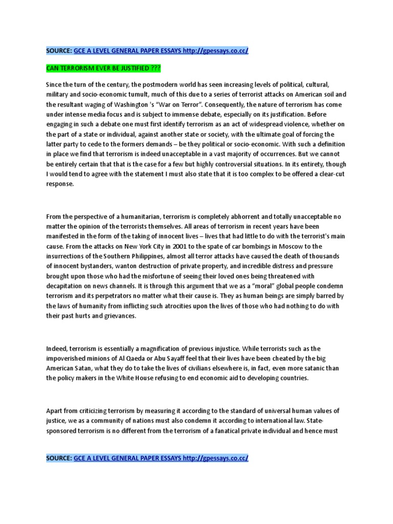 Terrorism essay pdf download
