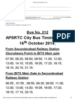 APSRTC City Bus Timings: W.E.F 16 October 2014