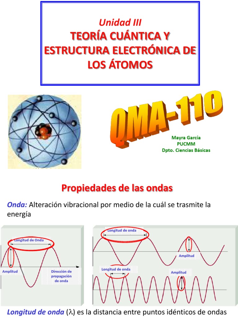 Unidad 3 Teoria Cuántica y Estructura Electrónica de Los Átomos | PDF ...