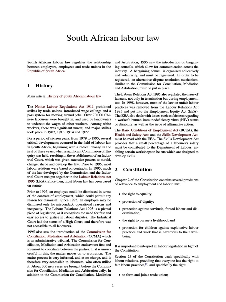 South African Labour Law | PDF | Employment | Trade Union