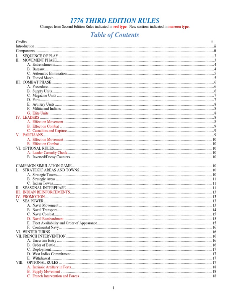 1776 Game Rules: Third Edition Update | PDF | Artillery | Trench Warfare