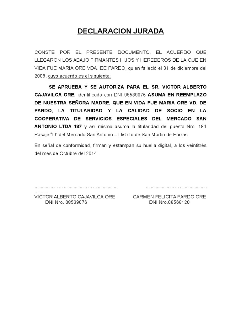Declaracion Jurada PDF