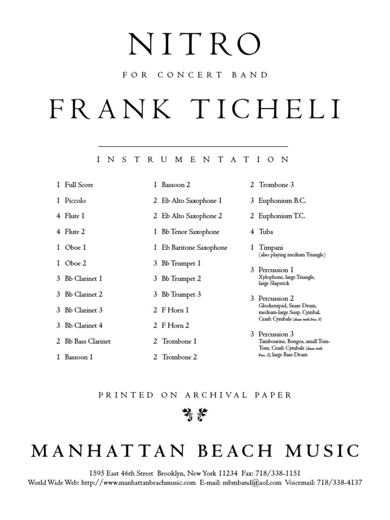 Frank฀Ticheli Nitro PDF Brass Instruments