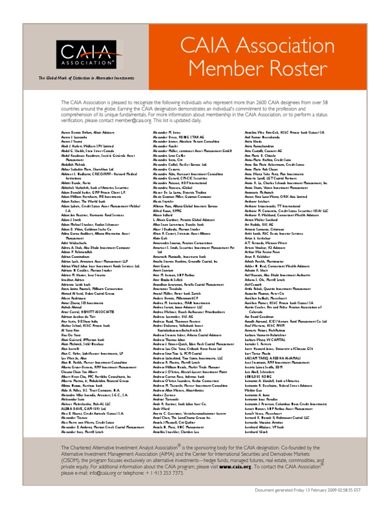 Caia Memberroster Pdf