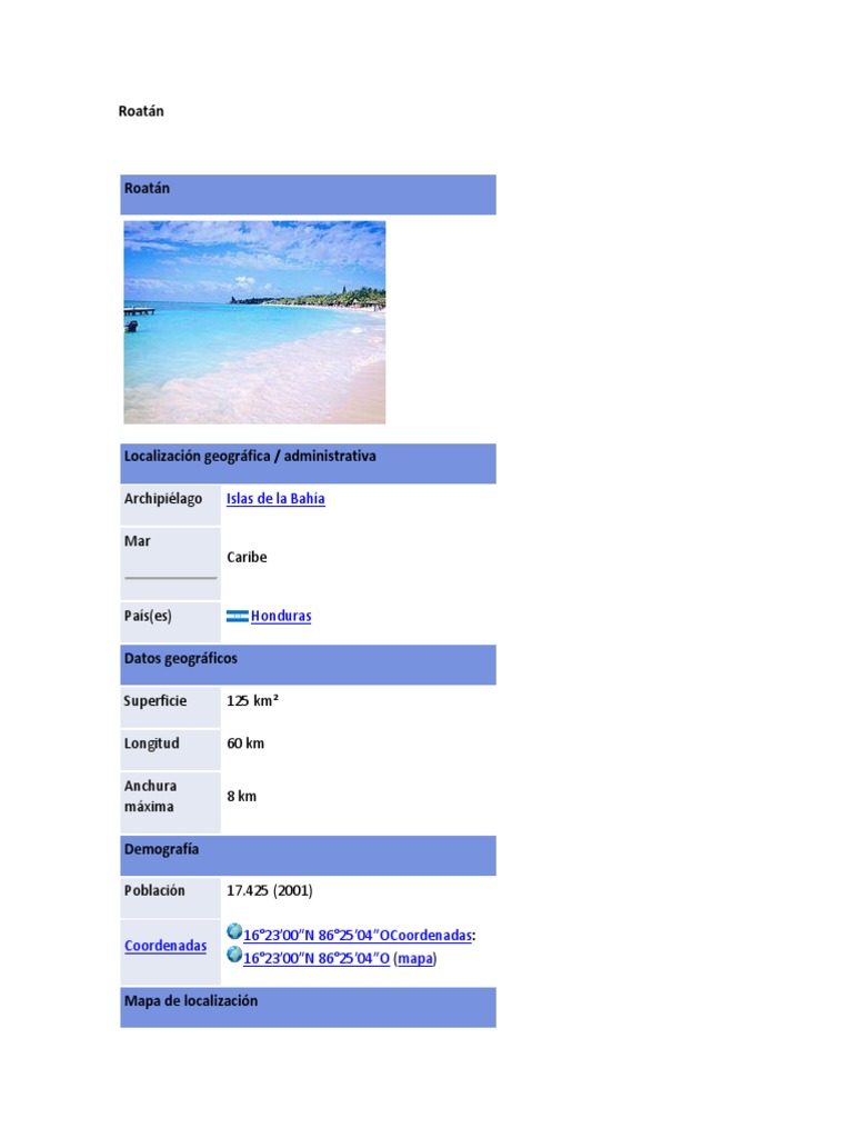 Información sobre la Isla de Roatán | PDF | Science | Geografía