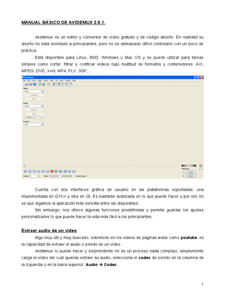 Manual Básico de Avidemux 2.5.1 | PDF