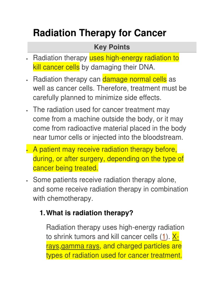Radiation Therapy For Cancer | PDF | Radiation Therapy | Hyperglycemia