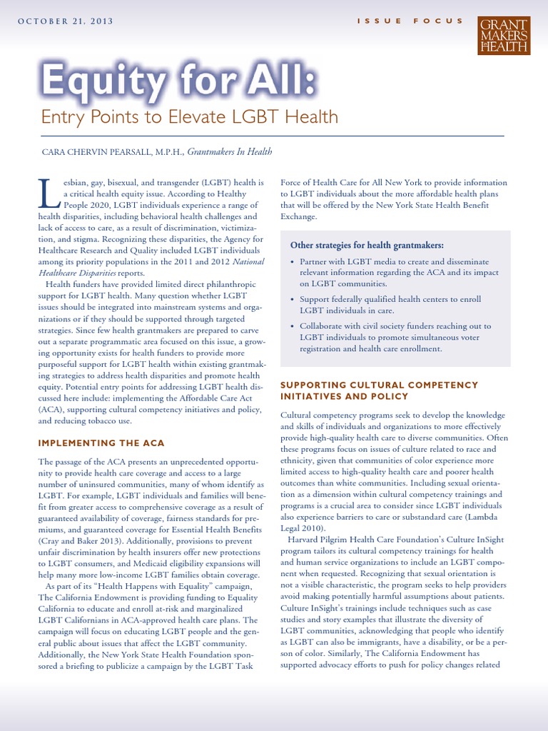 Enhancing LGBT Health Equity Strategies | PDF | Patient Protection And ...