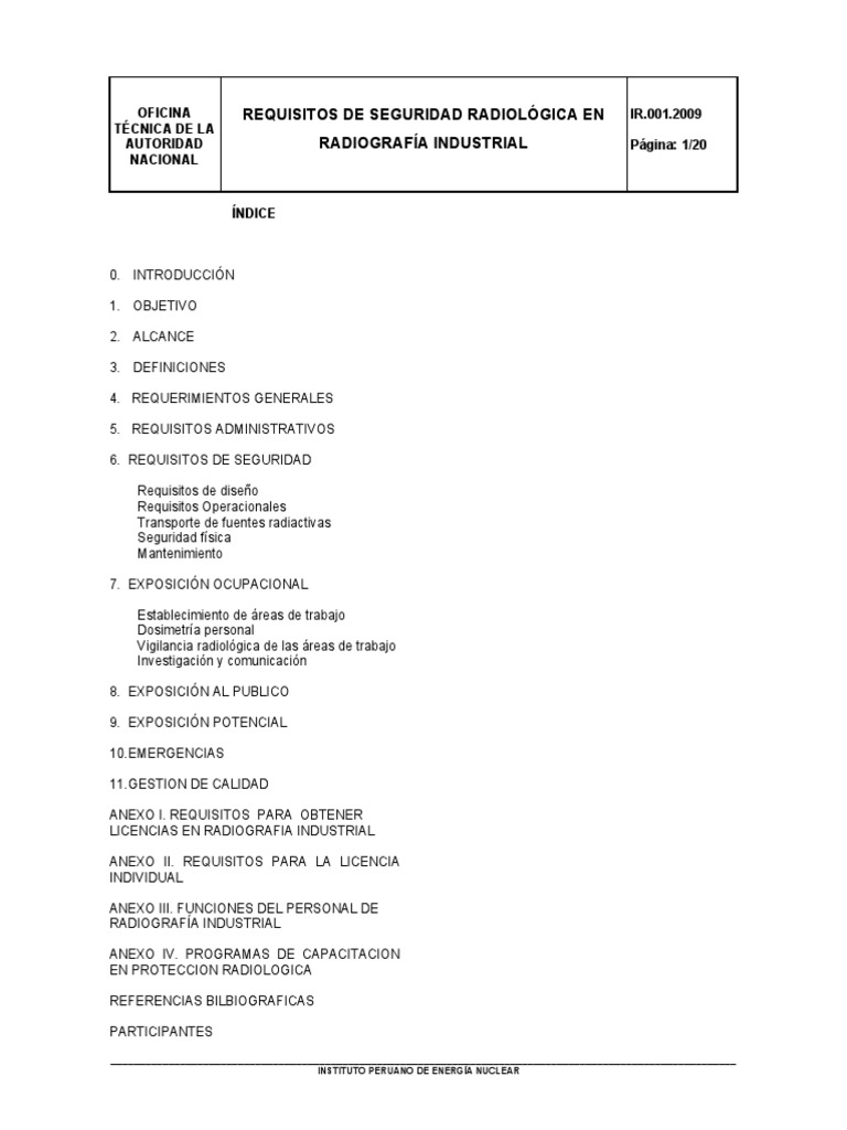 Requisitos de Seguridad Radiológica Industrial | PDF