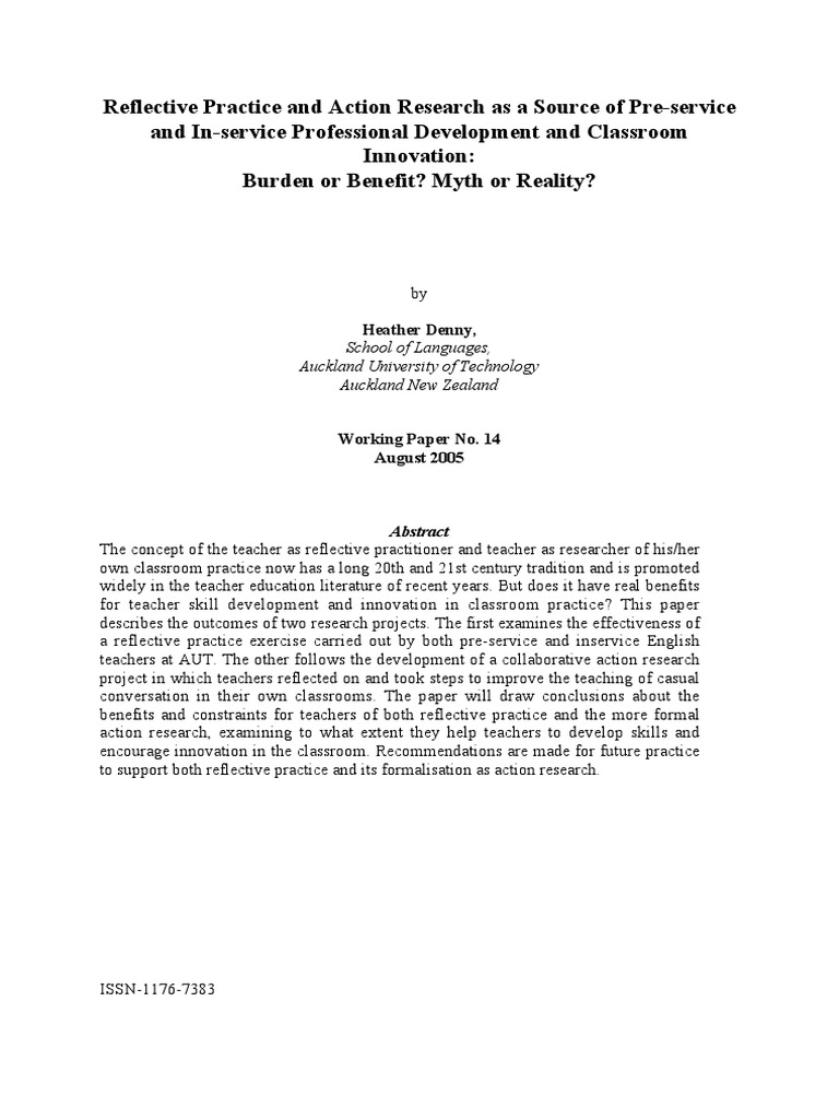 Reflective Practice and Action Research As A Source of Pre-Service and ...