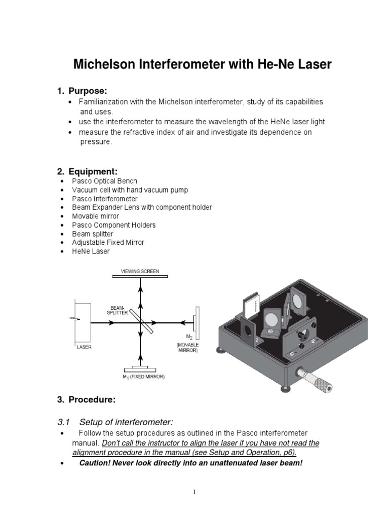 Measuring He-Ne Laser Wavelength with Interferometer | PDF ...