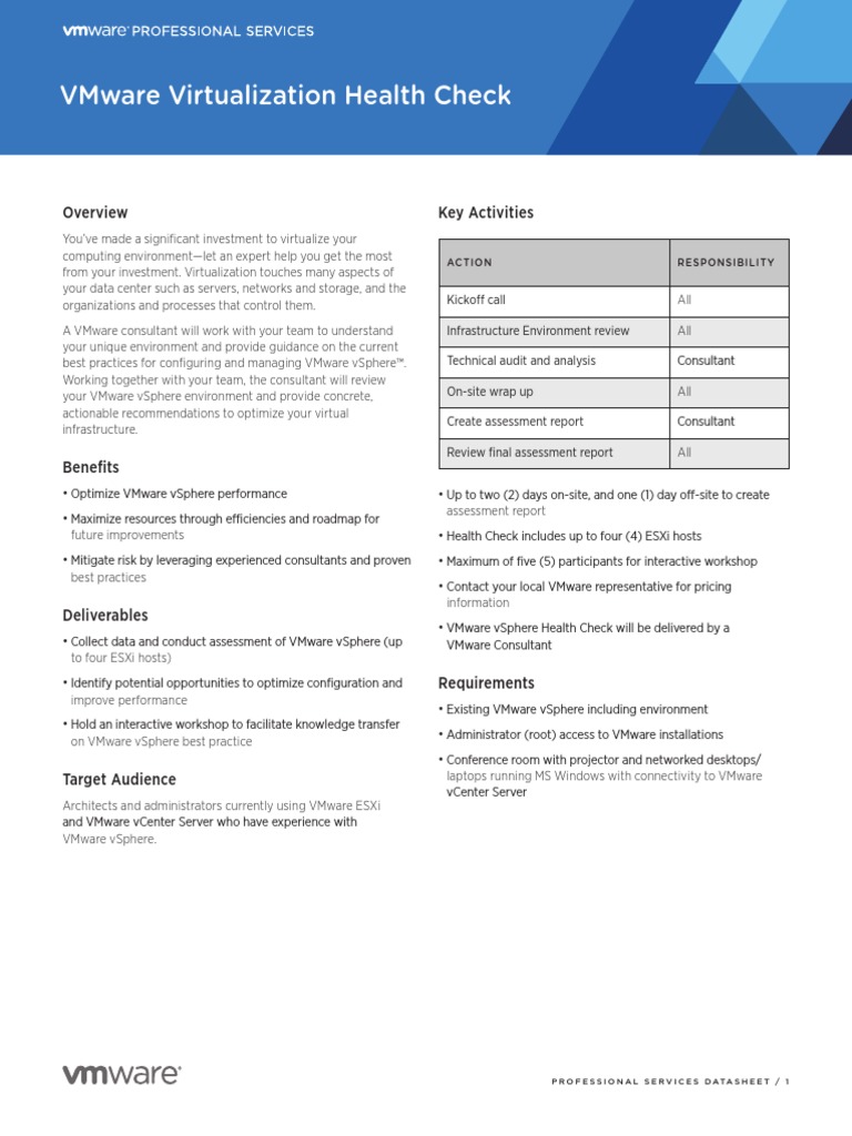 Virtualization Health Check Service Datasheet | PDF | V Mware ...
