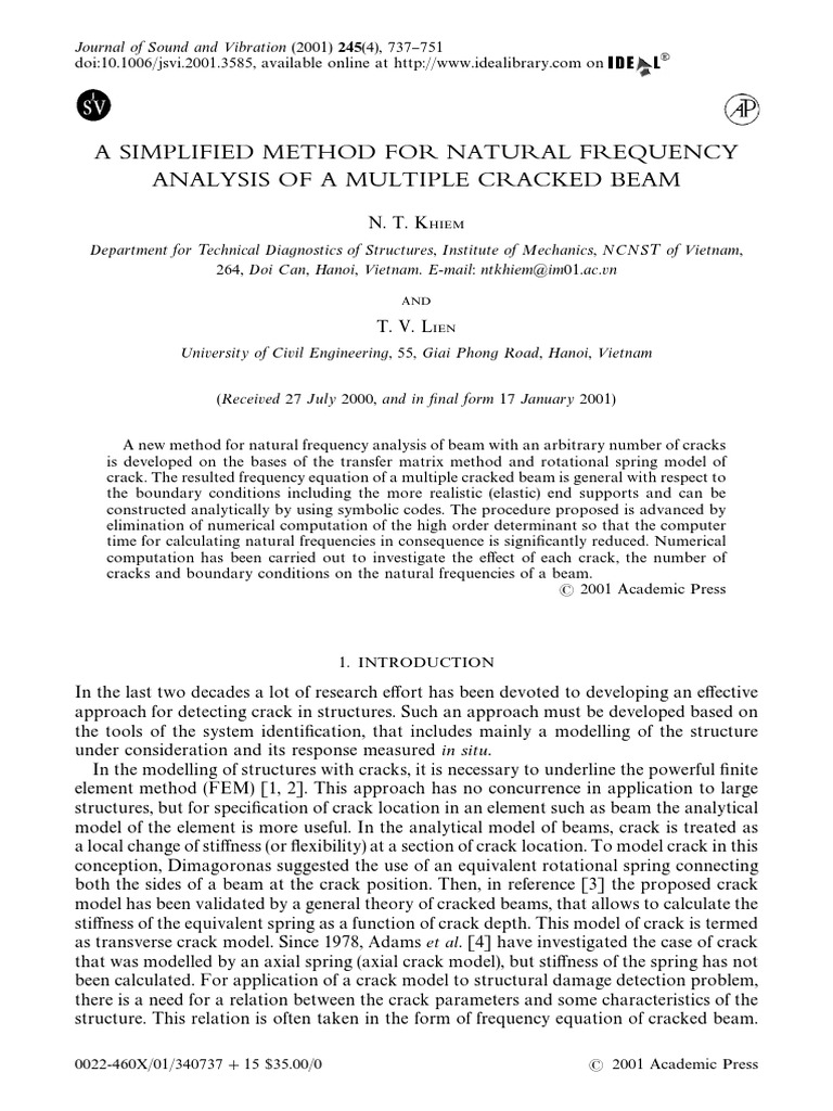 !2001 - Khiem-Lien 1 - A Simplified Method For Natural Frequency ...