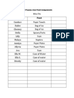 2015 JDS Pajama Jam Food Assignments