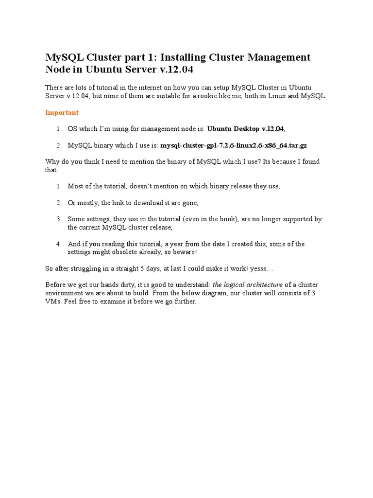 MySQL Cluster Configuration | PDF | Computer Data Storage | Directory ...
